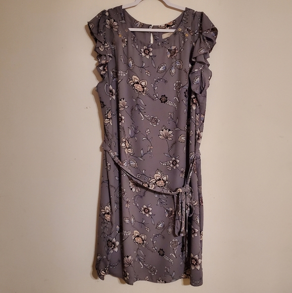 Loft Lilac Garden Flutter Button Shirt Dress - Picture 2 of 7